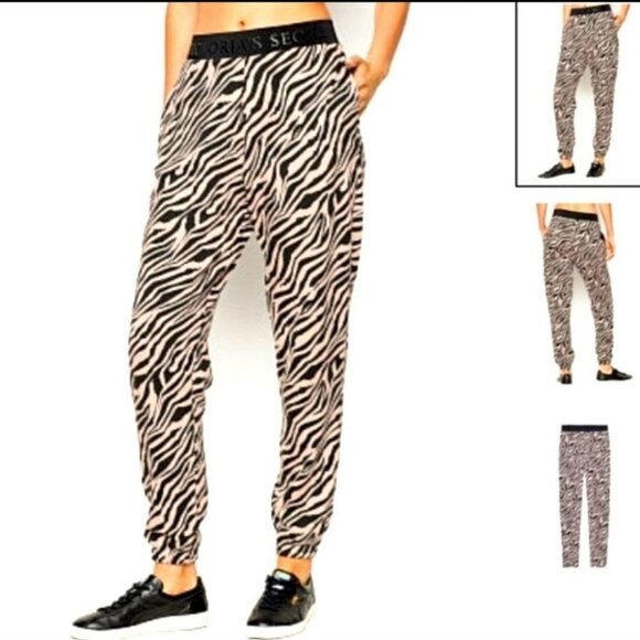 Victorias Secret Womens Medium High Waist Fleece Jogger Sweatpants Zebra Print - Picture 10 of 10